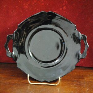Vintage 1930's LE Smith Mt. Pleasant Black Amethyst Handled Glass Plate